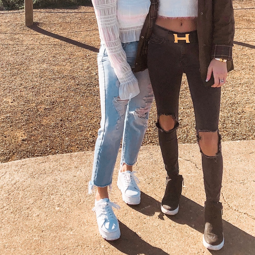 Free People High Rise Busted Skinny Jeans